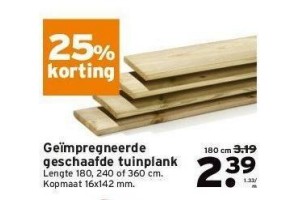 geimpregneerde geschaafde tuinplank