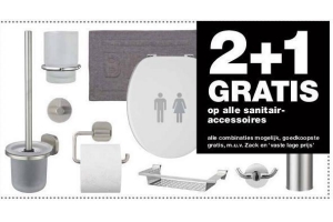 2 1 gratis op alle sanitaire accessoires