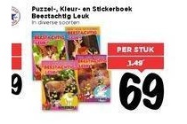 puzzel kleur en stickerboek beestachtig leuk