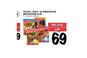 puzzel kleur en stickerboek beestachtig leuk