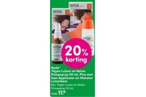 nyda tegen luizen en neten pompspray 50 ml plus met kam applicator en metalen luizenkam