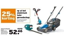 25 korting op al het elektrisch tuingereedschap