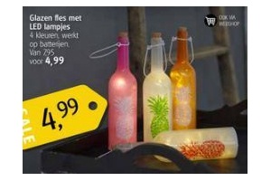 glazen fles met led lampjes