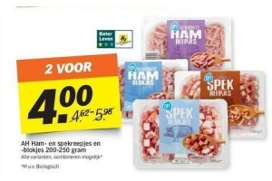 ah ham en spekreepjes en blokjes