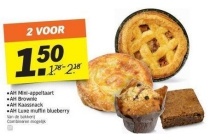 ah mini appeltaart brownie kaassnack en luxe muffin blueberry