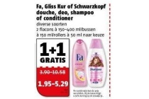 fa gliss kur of schwarzkopf douche deo shampoo of conditioner