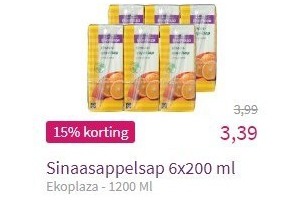 ekoplaza sinaasappelsap 6x200 ml