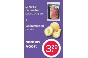 spar rauwe ham en galia meloen