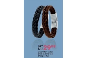 urban story stalen armband met leer