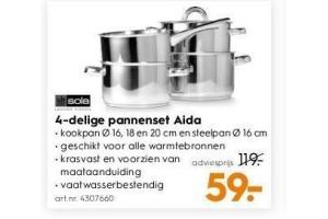 4 delige pannenset aida