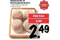gepaneerde of rundergehaktballen