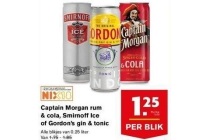 captain morgan rum en cola smirnoff ice of gordon s gin en tonic