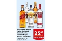 gordon s gin johnnie walker red label smirnoff vodka captain morgan white of spiced gold