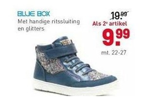 blue box met handige ritssluiting en glitters