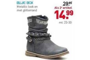 blue box metallic look en met glitterrand