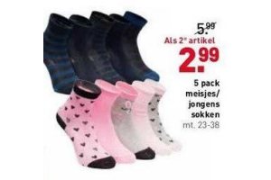 5 pack meisjes jongens sokken