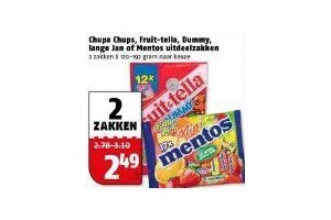 chupa chups fruit tella dummy lange jan of mentos uitdeelzakken
