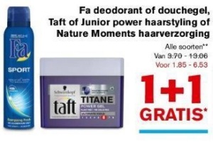 fa deodorant of douchegel taft of junior power haarstyling of nature moments haarverzorging