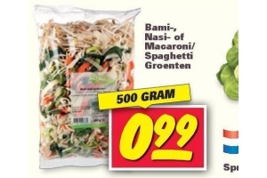 bami nasi of macaroni spaghetti groenten