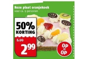 roze plaat oranjekoek