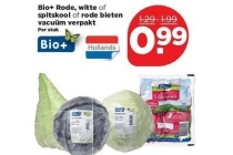 bio rode witte of spitskool of rode bieten vacuuem verpakt