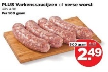 plus varkenssaucijzen of worst
