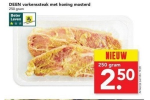 deen varkenssteak met honing mosterd