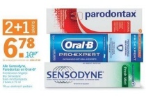 alle sensodyne parodontax en oral b