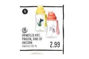 drinkfles kat pinguin dino of unicorn