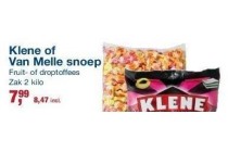 klene of van melle snoep fruit of droptoffees