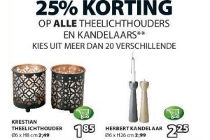 op alle theelichthouders en kandelaars
