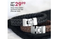 urban story stalen armband met leer