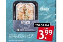 ovenschotel scharfilet in spinazie gratinsaus