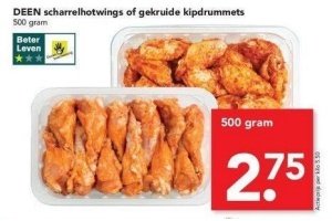deen scharrelhotwings of gekruide kipdrummets