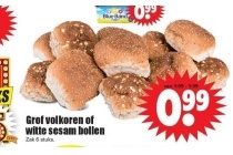 grof volkoren of witte sesam bollen
