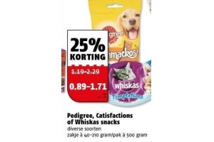 pedigree catisfactions of whiskas snacks