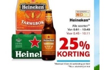 25 korting op het gehele assortiment heineken bier