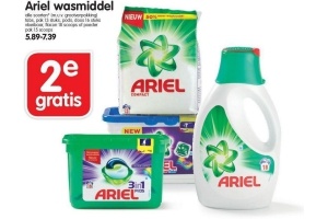 alle soorten ariel wasmiddel 2e gratis