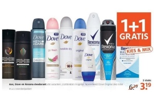 axe dove en rexona deodorant