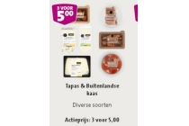 diverse soorten tapas en buitenlandse kaas