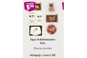 diverse soorten tapas en buitenlandse kaas