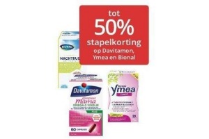 50 stapelkorting op davitamon ymea en bional