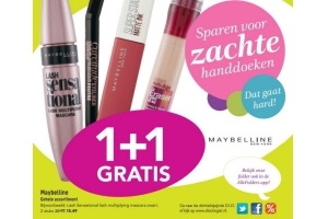 1 1 gratis op het gehele assortiment maybelline