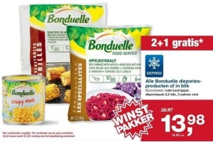 alle bonduelle diepvriesproducten of in blik
