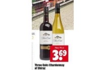 three oaks chardonnay of shiraz