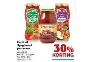 heinz of spagheroni pastasaus