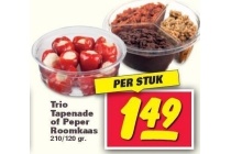 trio tapenade of peper roomkaas
