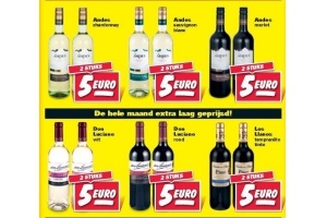 diverse wijnen wit rood