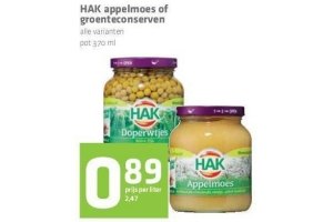 hak appelmoes en groenteconserven