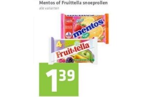 mentos of fruittella snoeprollen